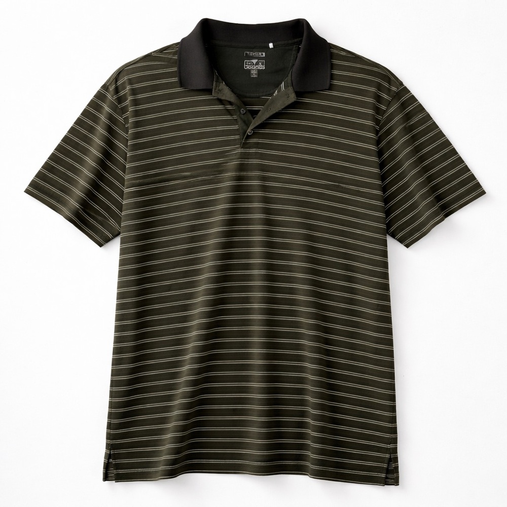 Adidas ClimaCool Men’s L Olive Green Striped Golf Performance Polo